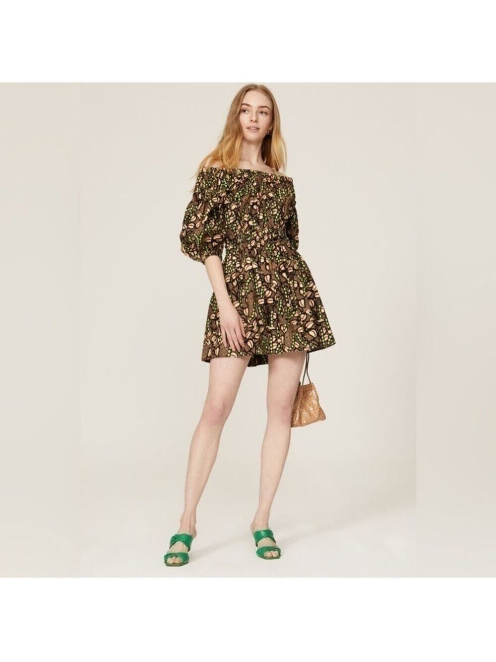 NWT. A.L.C. Maya Puff Sleeve Printed Mini Dress Size 4
